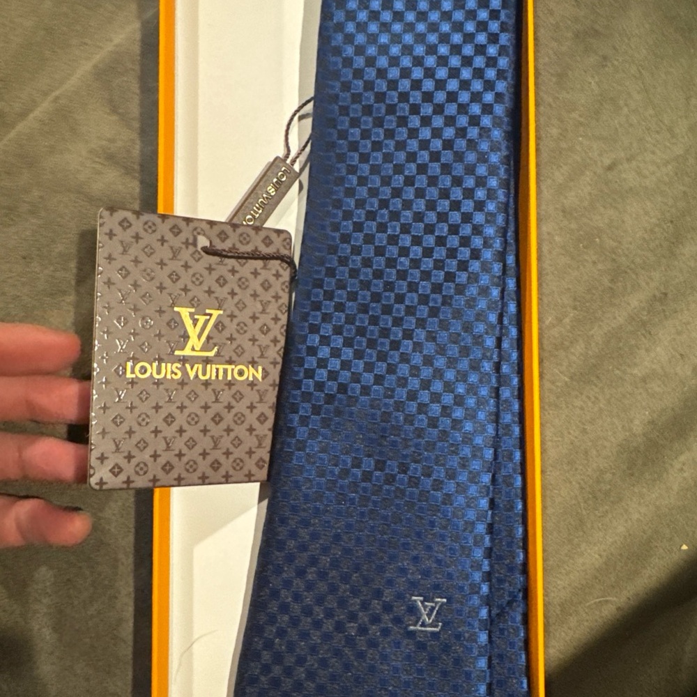 Louis Vuitton Blue Checkered Men's Tie